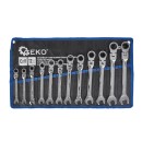 Kpl. kluczy płasko-oczkowych z grzechotką łamanych 12 el. 8-19mm (8)