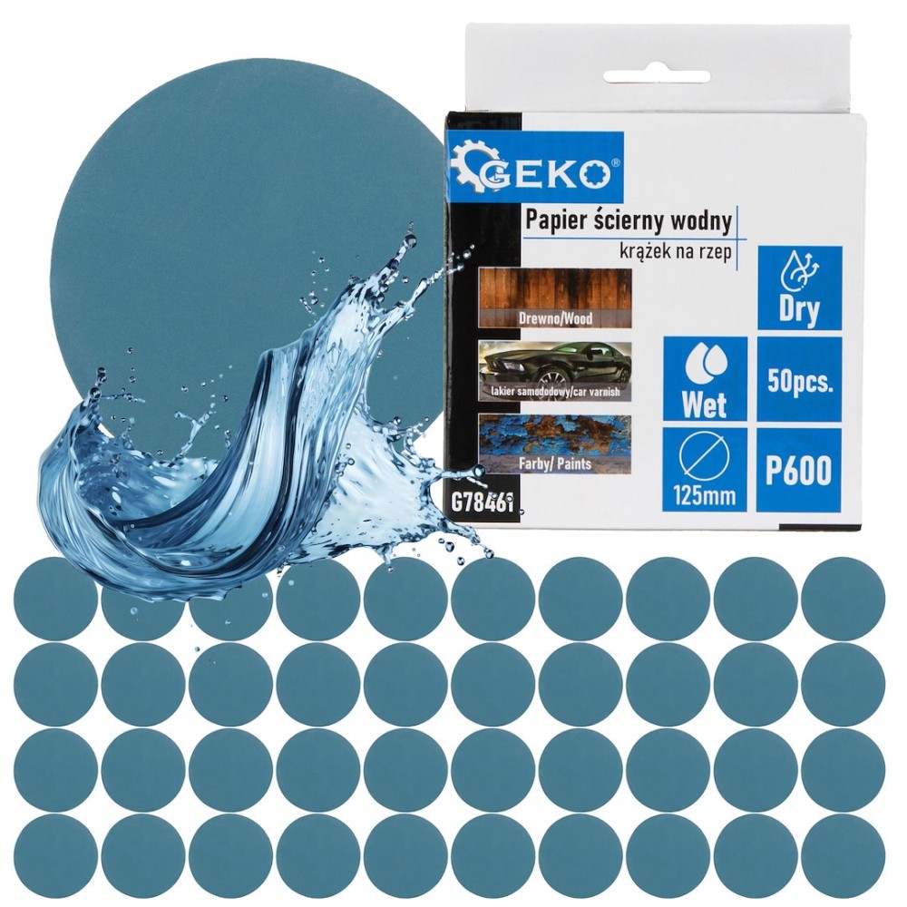 Papier ścierny wodny - krążek na rzep 125mm P600 (50/1000)