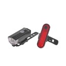 Wodoodporna lampka rowerowa USB IP54 - zestaw przód + tył (120)