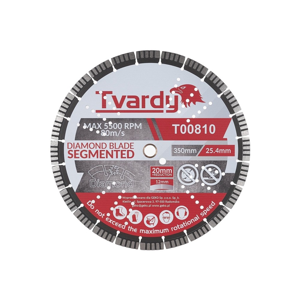 Tarcza diamentowa segmentowa 350x12x25.4/20mm z pierścieniem PROFI (10)