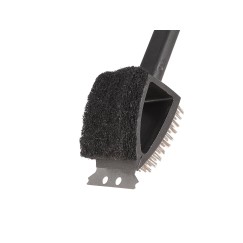 Szczotka druciana ze skrobakiem i gąbką 3w1 - do czyszczenia grilla (50/60)