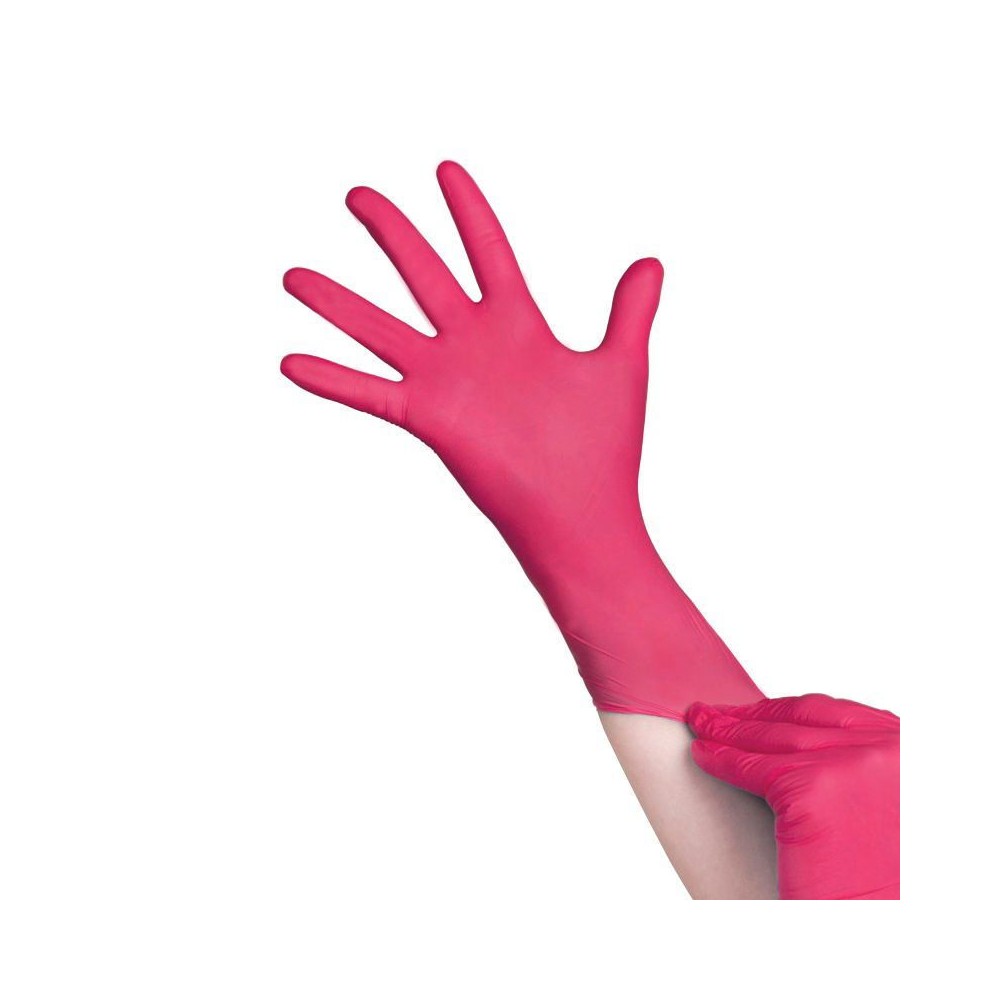 Gants jetables nitril s 100pcs rose