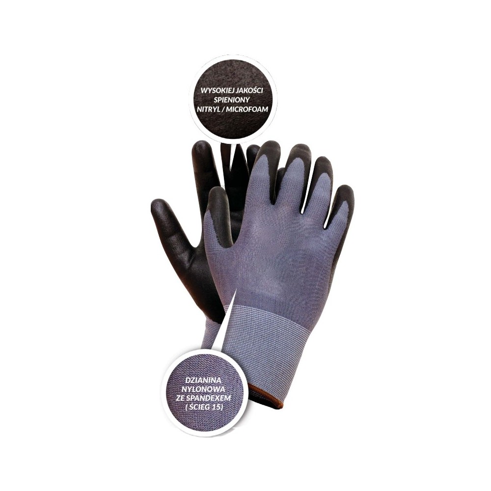 Gants en caoutchouc nitryl + Spandex Tech Flex 8