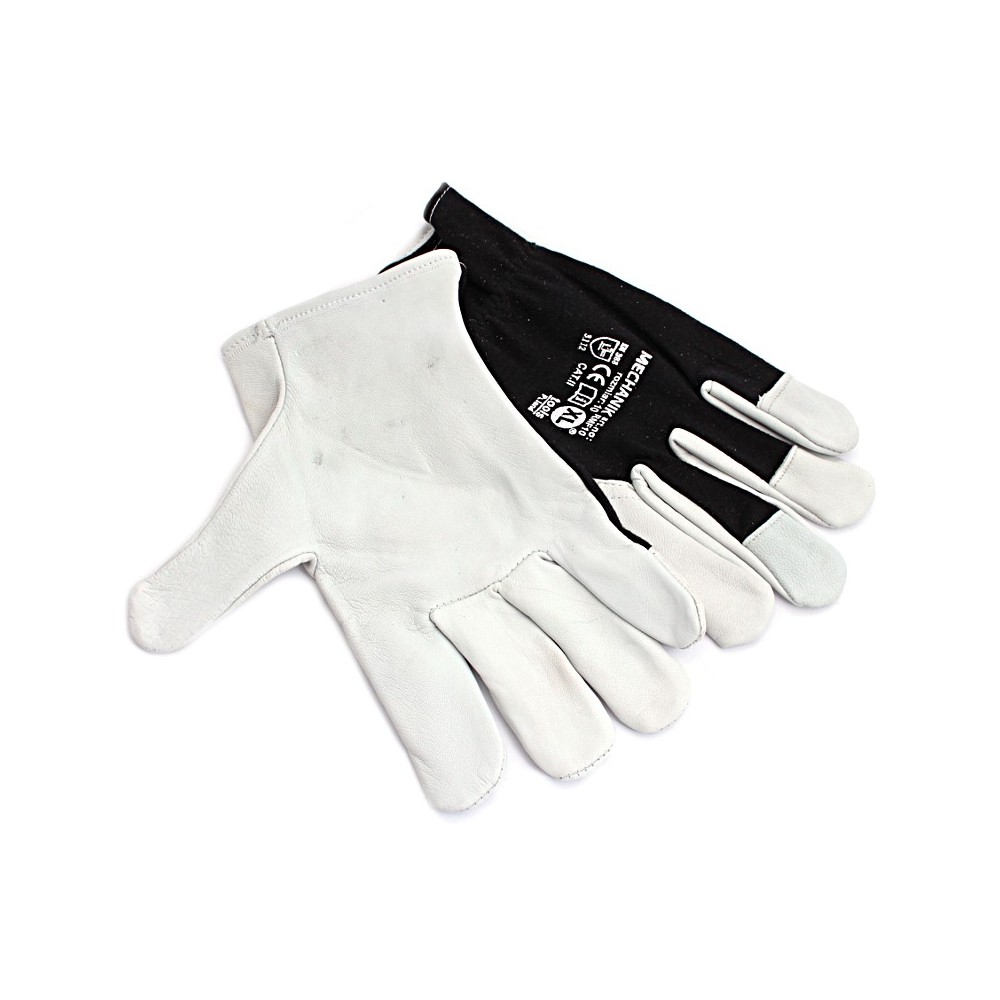 Gants mécaniciens en cuir de chèvre 10 noir