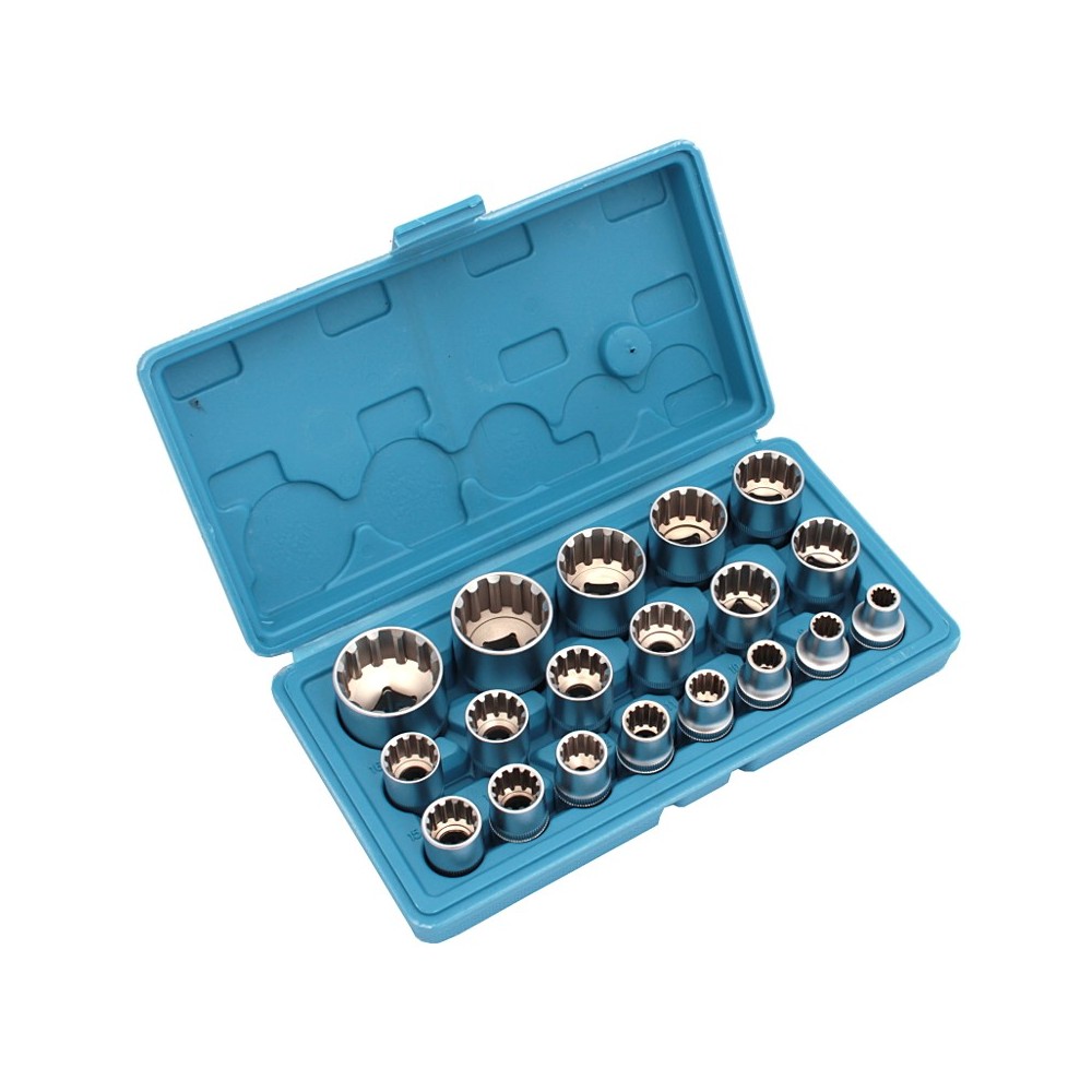 Ensmeble Clés à douilles dans une valise 19pcs 1/2'' 12 angles 8-32 mm