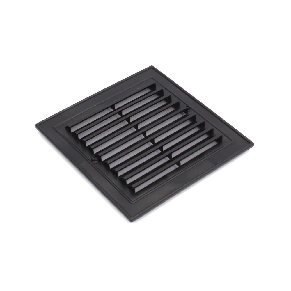 Grille de ventilation aeration  oblique 14x14 plastique noir