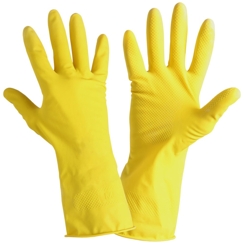 GANTS LATEX MÉNAGE JAUNE, CARTE, "10", CE, LAHTI