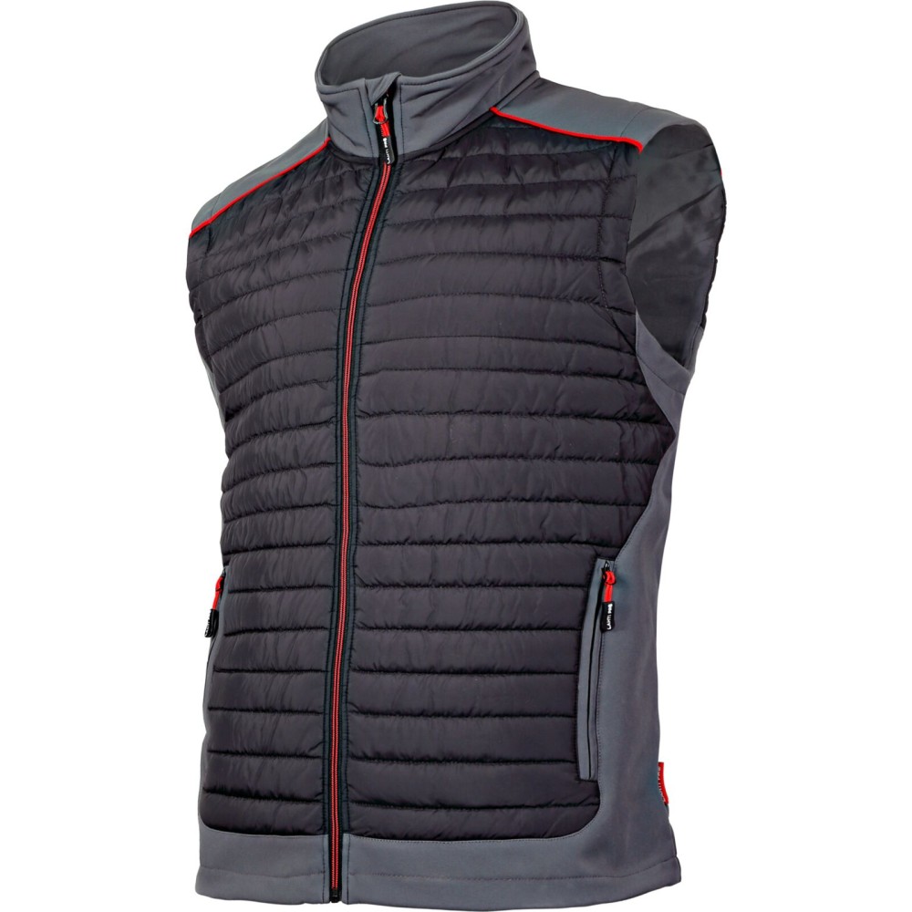 GILET REMBOURRÉ, NOIR-GRIS-ROUGE, "XL", CE, LAHTI