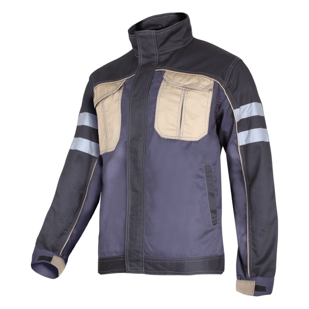 Veste avec reflet . RAYURES, GRIS-NOIR-BEIGE, \"L\", CE, LAHTI