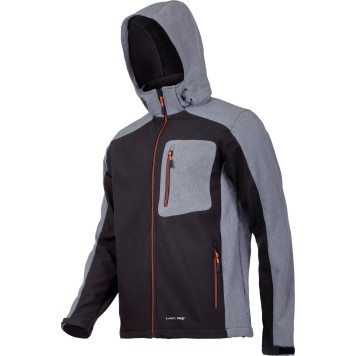 VESTE SOFTSHELL, CAPUCHE, NOIR-GRIS-ORANGE, "2XL", CE, LAHTI