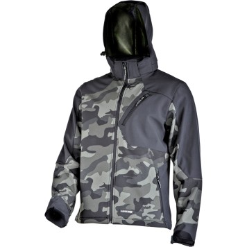 VESTE SOFTSHELL, CAPUCHE, CAMOUFLAGE VERT-NOIR, "2XL",CE,LAHTI