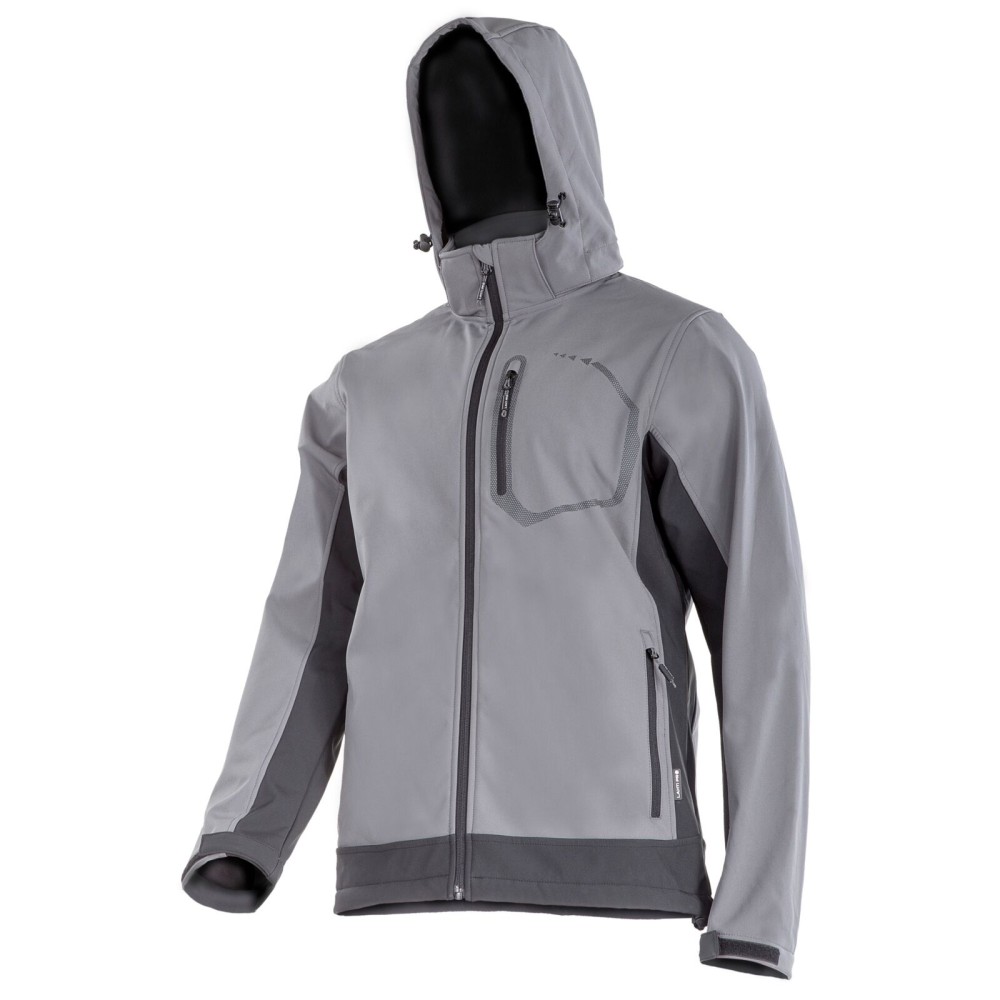 VESTE SOFTSHELL À CAPUCHE, GRIS, TAILLE 2XL, CE, LATHI