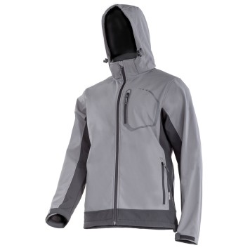 VESTE SOFTSHELL À CAPUCHE, GRIS, TAILLE 3XL, CE, LATHI