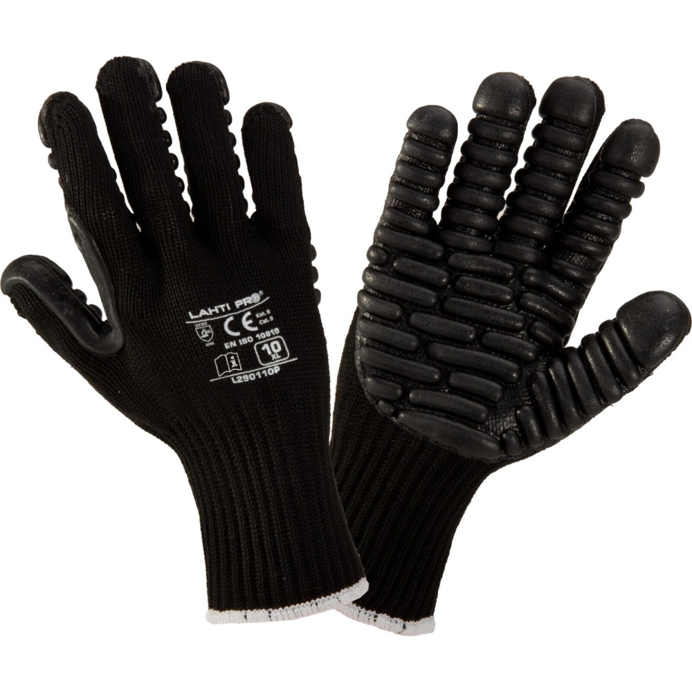 GANTS ANTI-VIBRATION NOIR, L290110P, CARTE, "10", CE, LAHTI