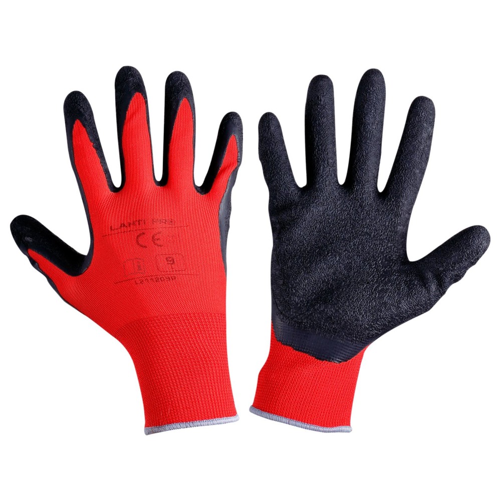 GANTS LATEX NOIR-ROUGE L211207P, 12 PAIRES, "7", CE, LAHTI