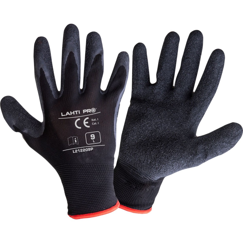 GANTS LATEX NOIR L212107P, 12 PAIRES, "7", CE, LAHTI