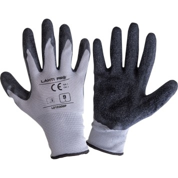 GANTS LATEX GRIS-NOIR L212209P, 12 PAIRES, "9", CE, LAHTI