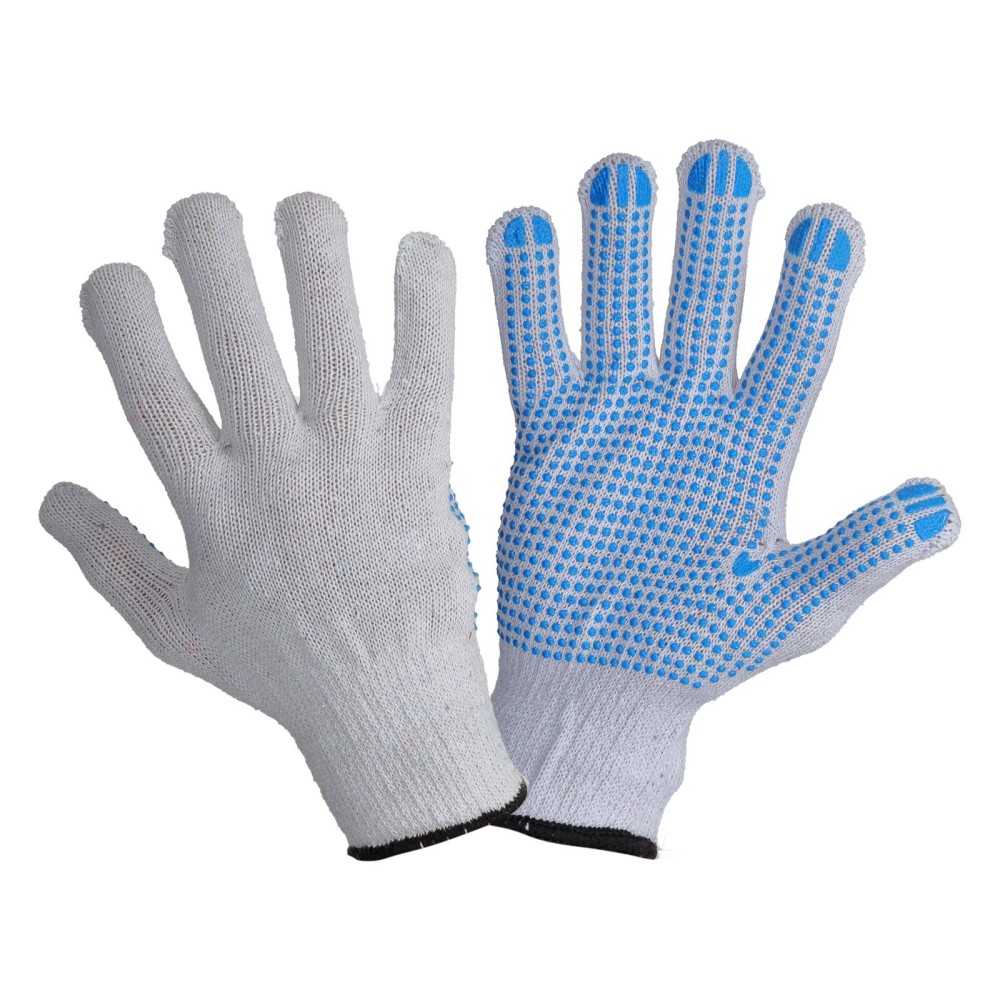 GANTS À POINTS BLANC-BLEU L240410P, 12 PAIRES, "10", CE, LAHTI