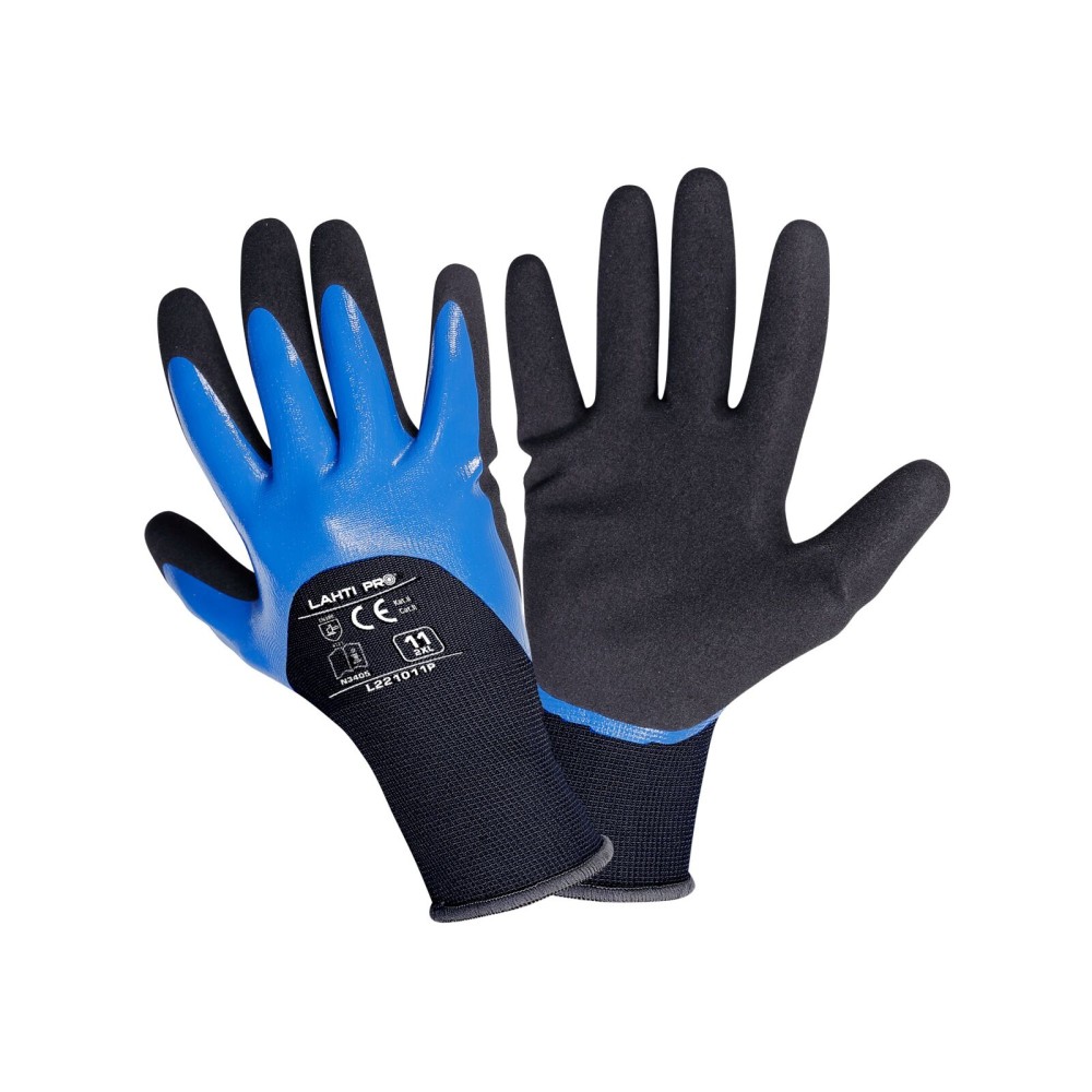 GANTS NITRILE NOIR-BLEU L221008P, CARTE, "8", CE, LAHTI