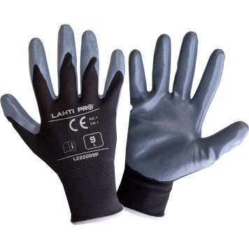 GANTS NITRILE NOIR-GRIS L222007P, 12PAIRES, "7", CE, LAHTI