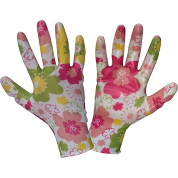 GANTS NITRILE FLEUR ROSE L221707P, CARTE, "7", CE, LAHTI