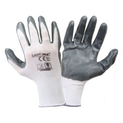 GANTS NITRILE GRIS-BLANC L220307P, 12 PAIRES, "7", CE, LAHTI