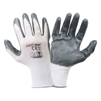 GANTS NITRILE GRIS-BLANC L220309P, 12 PAIRES, "9", CE, LAHTI