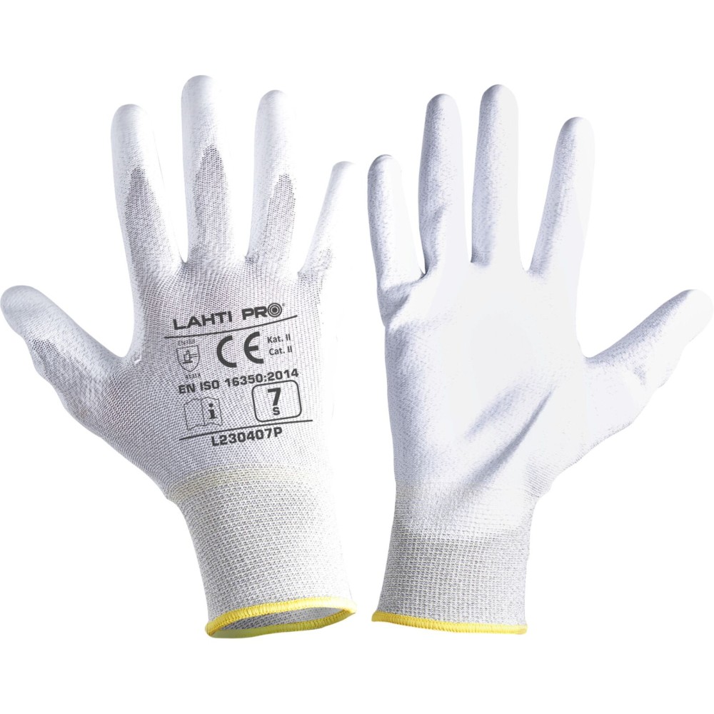 GANTS PU ANTISTAT. BLANC L230408P, CARTE, "8", CE, LAHTI