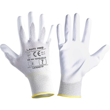 GANTS PU ANTISTAT. BLANC L230409P, CARTE, "9", CE, LAHTI