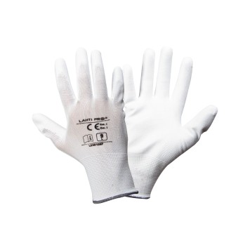 GANTS PU BLANC L230107P, 12 PAIRES, "7", CE, LAHTI