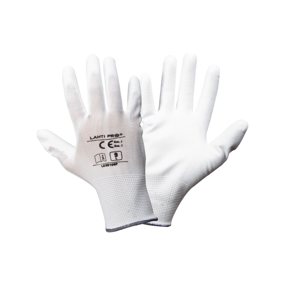 GANTS PU BLANC L230109P, 12 PAIRES, "9", CE, LAHTI