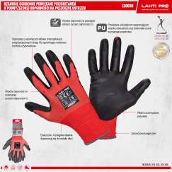 GANTS PU COUPE RES. C, L200307P, CARTE, "7", CE, LAHTI