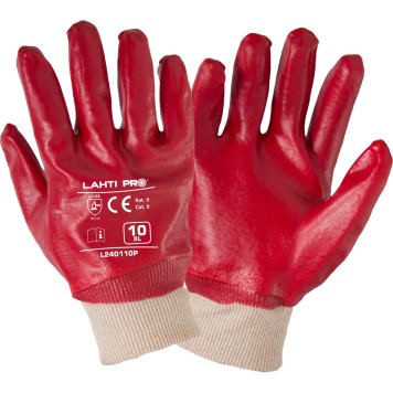 GANTS PVC ROUGE L240109P, 12 PAIRES, "9", CE, LAHTI