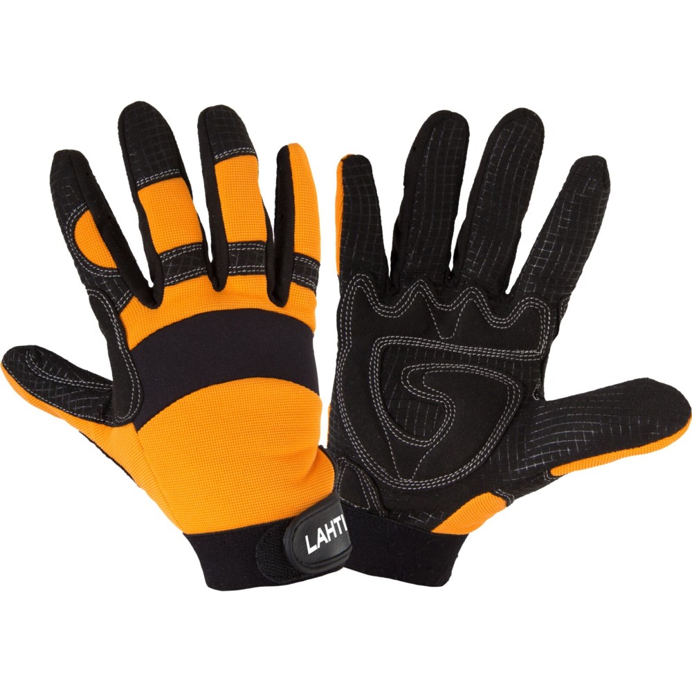 GANTS ANTIDÉRAPANTS NOIR-ORANGE L280108P, CARTE, "8", CE, LAHTI