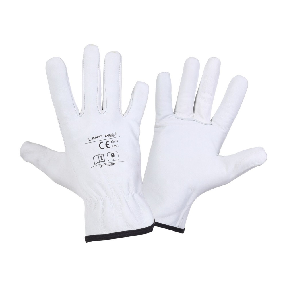 GANTS CUIR DE CHÈVRE BLANC L271008P, CARTE, "8", CE, LAHTI