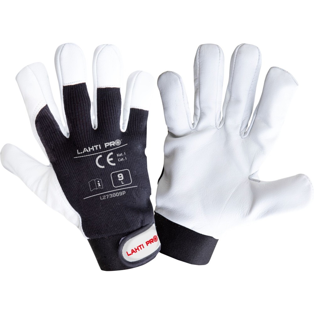 GANTS CUIR DE CHÈVRE NOIR L273008P, CARTE, "8", CE, LAHTI