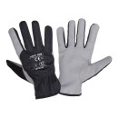 GANTS SYNT. CUIR. GRIS-NOIR L271510P, CARTE, "10",CE,LAHTI