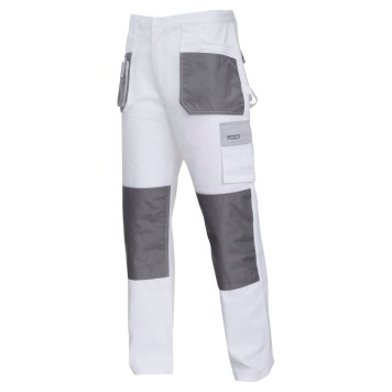 Pantalon de travail, BLANC-GRIS, 100% COTON, \\\"2L (54)\\\", CE, LAHTI