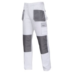 Pantalon de travail, BLANC-GRIS, 100% COTON, \\\"L (52)\\\", CE, LAHTI