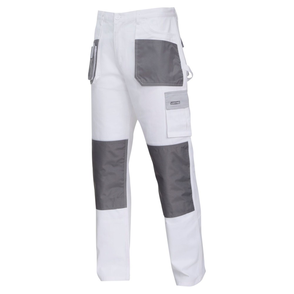 Pantalon de travail, BLANC-GRIS, 100% COTON, \\\"XL (56)\\\", CE, LAHTI