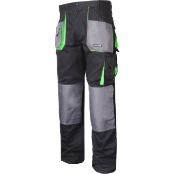 Pantalon de travail, NOIR-VERT, 100% COTON, \\\"2L (54)\\\", CE, LAHTI