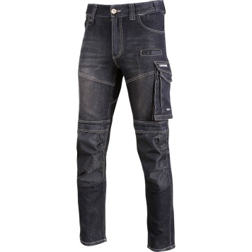 Pantalon de travail JEANS, NOIR, STRETCH, RENFORTS, 2XL\\\",CE,LAHTI