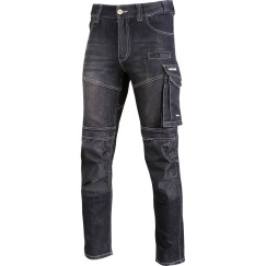 Pantalon de travail JEANS, NOIR, STRETCH, RENFORTS, \\\"S\\\",CE,LAHTI