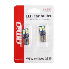 LED CANBUS 8SMD 2835 T10e (W5W) Blanc 12V/24V