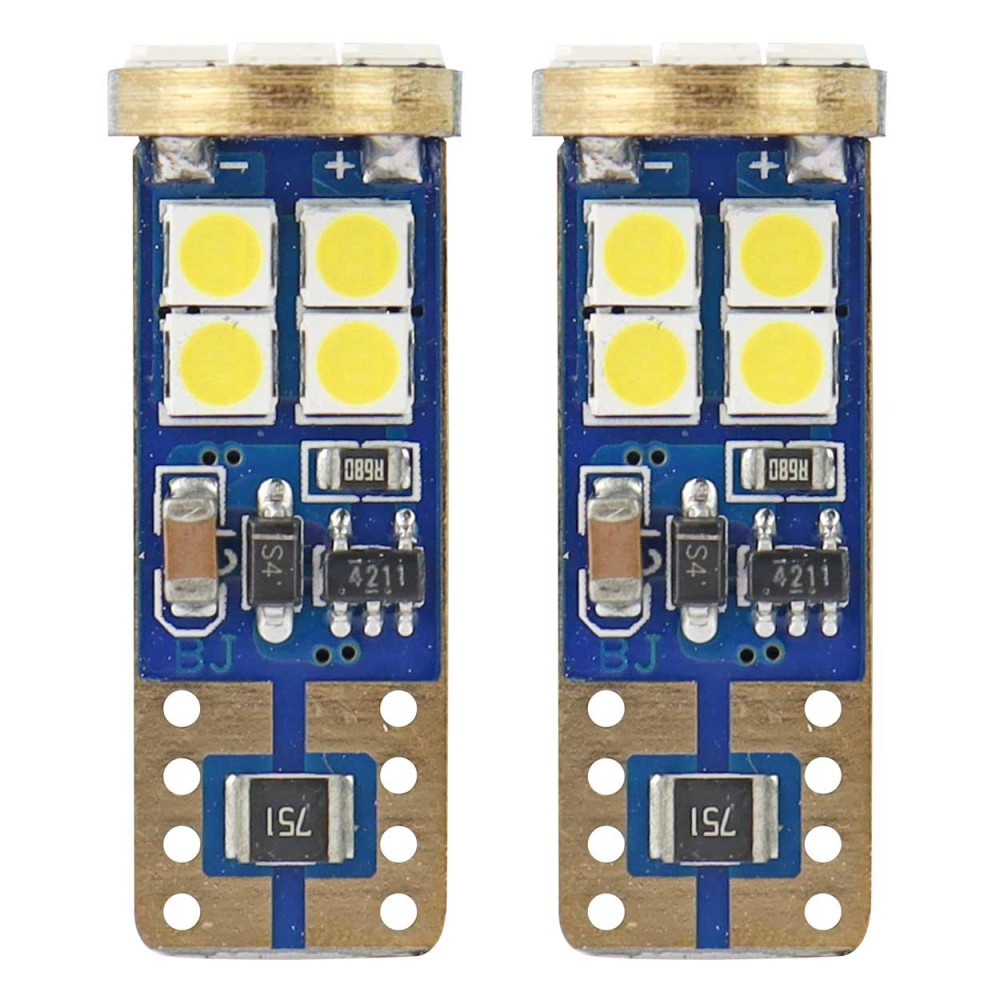 LED CANBUS 12SMD 2835 T10e (W5W) Blanc 12V/24V