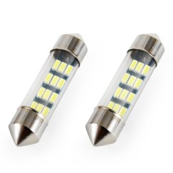 DEL STANDARD 3014 12SMD Navette C5W C10W C3W 36mm Blanc 12V