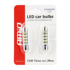 DEL STANDARD 3014 15SMD Navette C5W C10W C3W 39mm Blanc 12V