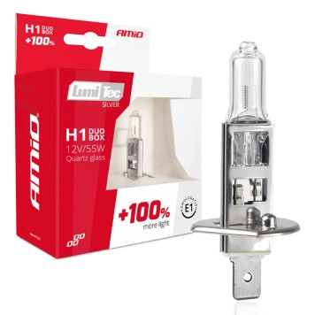 Ampoules halogenes H1 12V 55W LumiTec ARGENT +100% DUO