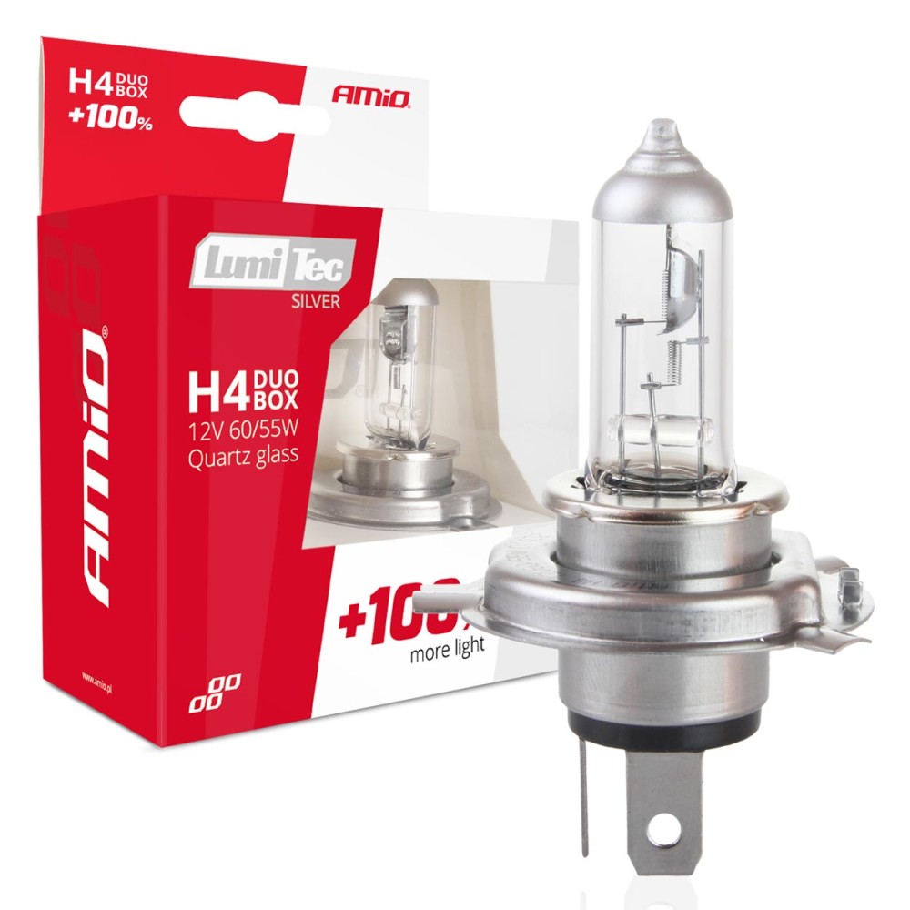 Ampoules halogenes H4 12V 60/55W LumiTec ARGENT +100% DUO