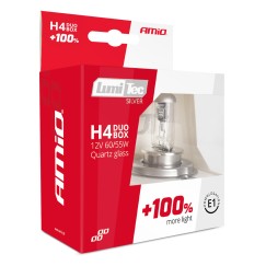 Ampoules halogenes H4 12V 60/55W LumiTec ARGENT +100% DUO